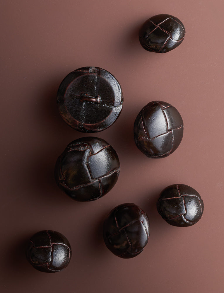 Classic Leather Button, Dark Brown